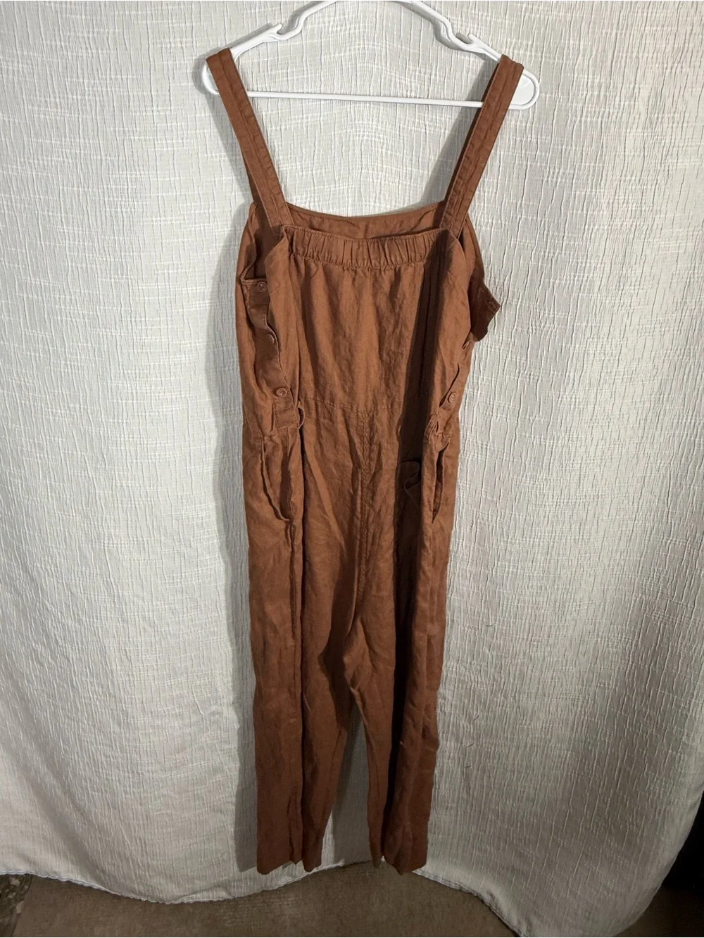 Everlane‎ The Linen Side-Button Jumpsuit Brown Size 4 Wide leg Quiet luxury Chic